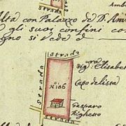 Il palazzo del Domino Ambrogio Bosello a Fossò nella mappa della "Sesta Presa" del 1675. All'interno dell'oratorio di famiglia il prezioso Crocifisso trecentesco fu custodito per quasi duecento anni